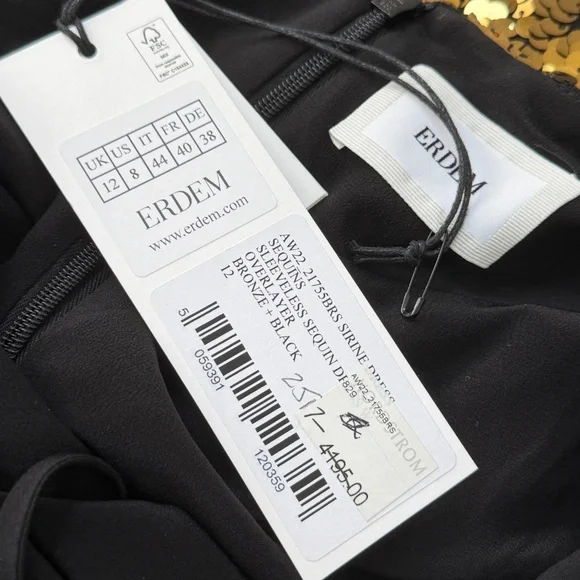 NWT Erdem Sirine Sequin Midi Dress in Bronze & Black Sz. US 8 - Picture 6 of 8